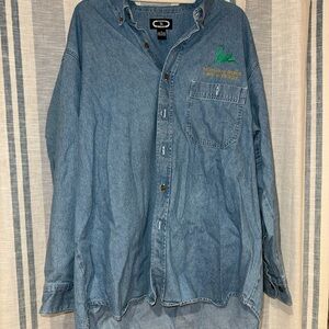 John Deere Run like a Deere Blue Denim Button-Up Shirt